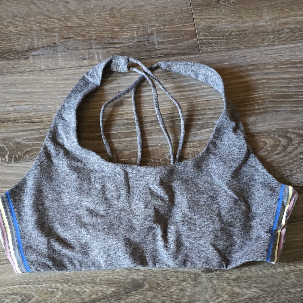 Spiritual Gangster Sports Bra Gray with Colorful Stripes